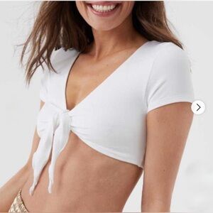 NWT Aerie offline cropped tie front  top.  Size L